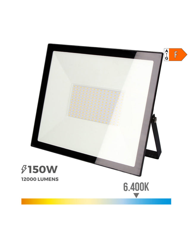 EDM Bouwlamp EDM 70337 Zwart F 150W outdoor garden decorative light with 6400K color temperature, black finish, mounted for exterior lighting.