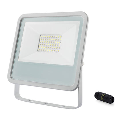 EDM Bouwlamp EDM 70375 in wit, outdoor garden decorative light with 50W, 3500 lumens, 6400K color temperature, mounted outdoors