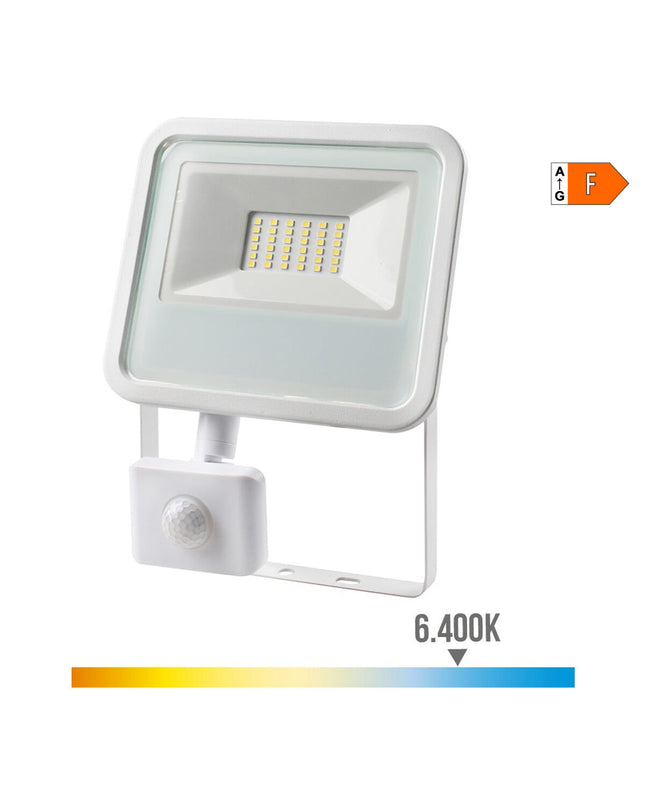 EDM Bouwlamp EDM 70392 in wit with 30W bulb, outdoor garden decor lighting, 2100 lumens, 6400K color temperature.