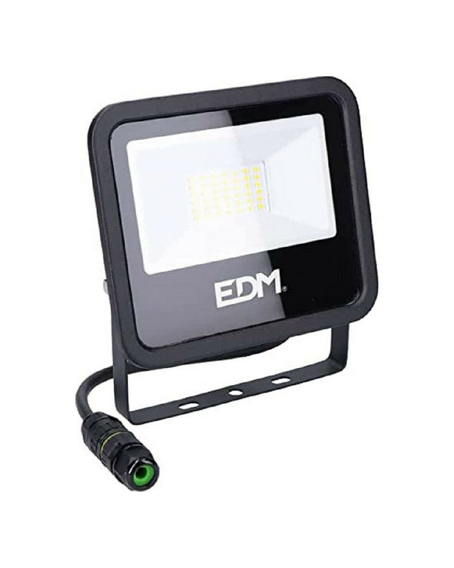 EDM Bouwlamp EDM 70402 Zwart F 30 W outdoor garden light with 6400K warm white color, suitable for exterior decoration.