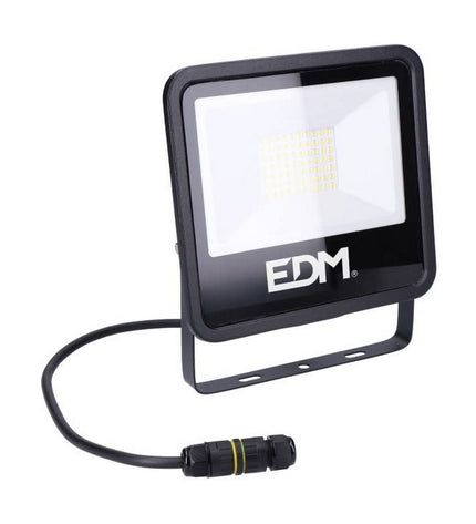 LED spotlight EDM 70403 in black, 50W outdoor garden decor light with 4000 lumens and 6400K color temperature.