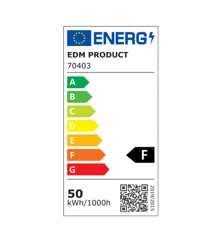 LED spotlight EDM 70403 Zwart F 50W for outdoor garden decoration, showing black metal exterior and 4000 lumens brightness.