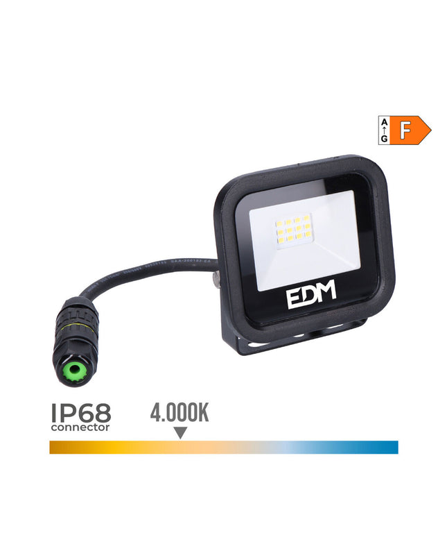 EDM Bouwlamp EDM 70405 Zwart F 10W outdoor garden decorative light with 800 lumens at 4000K in black finish