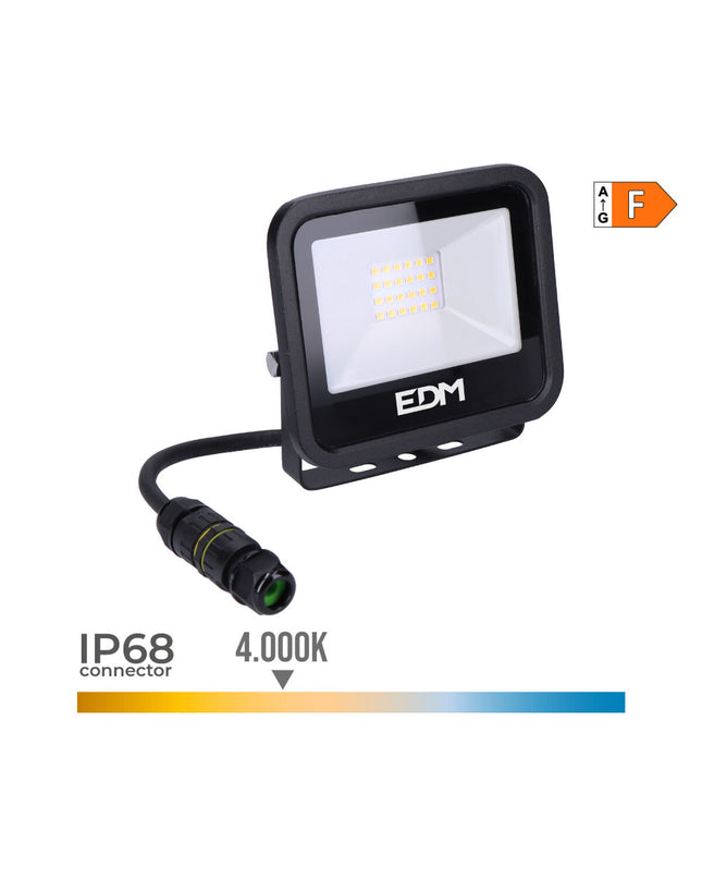EDM Bouwlamp EDM 70406 Zwart F 20 W outdoor garden decorative light with 4000K cool white LED illumination