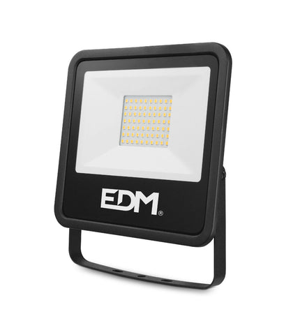Black EDM Bouwlamp EDM 70408 F 50W outdoor garden decorative light with 4000K color temperature, suitable for exterior illumination.