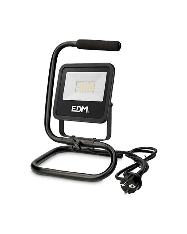 Black EDM Bouwlamp EDM 70410 outdoor garden floodlight with 30W, 6400K for exterior decoration and lighting.