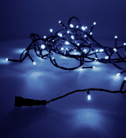 Blue LED light garland EDM 71252 for outdoor garden decoration, 4 meters long, featuring bright, energy-efficient LED bulbs.