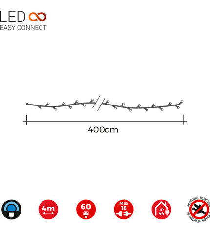 Blue 4-meter LED light garland for outdoor garden decoration by EDM Product, featuring flexible string lights for outdoor decor.