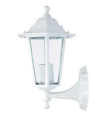 EDM Lykta EDM 73402 Zurich Wit outdoor garden lantern in aluminium with E27 socket, 60W, measuring 19.5 x 21 x 32 cm.