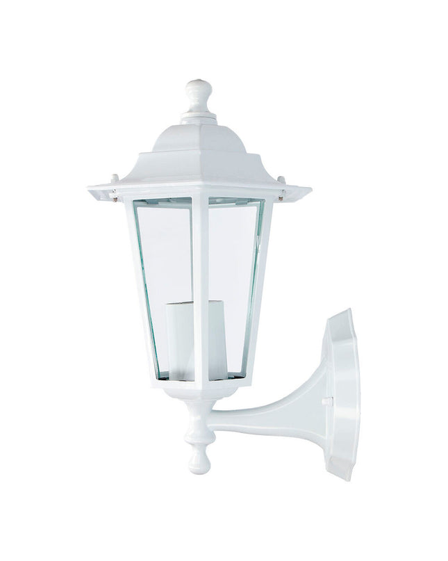 EDM Lykta EDM 73402 Zurich Wit outdoor garden lantern in aluminium with E27 socket, 60W, measuring 19.5 x 21 x 32 cm.