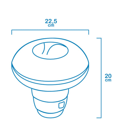 EDM product chlorinator dispenser for pools, jacuzzis, garden and pool accessories, cylindrical shape with 22.5 cm diameter
