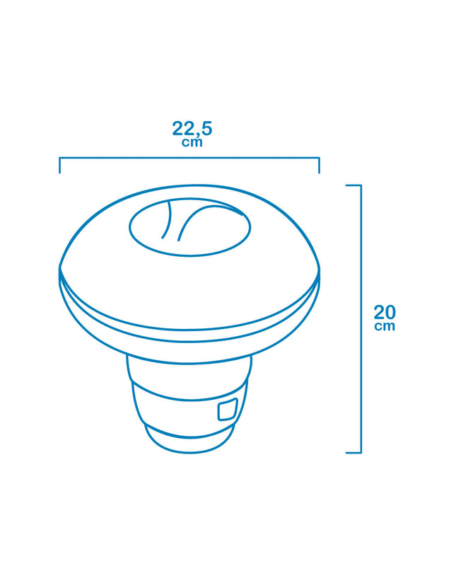 EDM product chlorinator dispenser for pools, jacuzzis, garden and pool accessories, cylindrical shape with 22.5 cm diameter