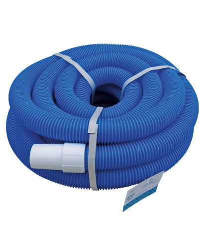Blue EDM 15-meter garden hose with 3.8 cm diameter, suitable for pools, jacuzzis, and gardening use.