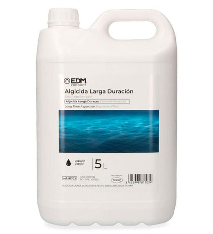 EDM Algenmiddel EDM 81703 for long-lasting algae control in garden pools, jacuzzis, and swimming pools, 5-liter container