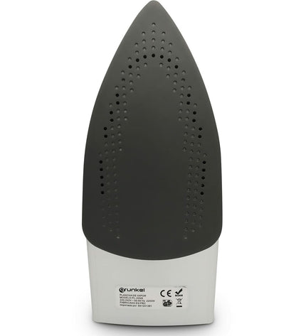 Grunkel PL-22NS steam iron with 2200W power, white and silver design, showing the iron's soleplate and steam vents