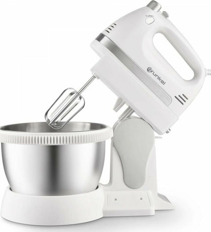 Grunkel 1L and 2L white mixer-kneader with mixing bowl, ideal for home cooking and baking.