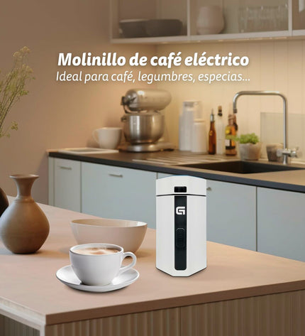 Grunkel MO-150BL electric coffee grinder with 150W motor, white finish and 50g capacity for home brewing.