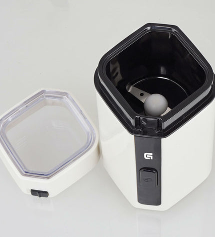 Grunkel MO-150BL electric coffee grinder with 150W motor, white finish, 50g capacity, ideal for home brewing.