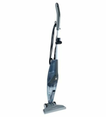 Grunkel Steelstofzuiger ASP-EASY 600W for home cleaning, showing a compact vacuum cleaner with a flexible hose and dust container.