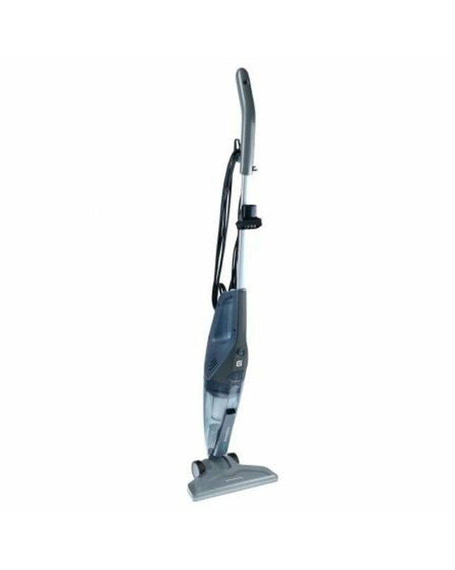 Grunkel Steelstofzuiger ASP-EASY 600W for home cleaning, showing a compact vacuum cleaner with a flexible hose and dust container.