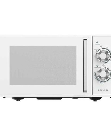 Grunkel white air fryer with 800W power and 25L capacity, compact electric kitchen appliance for healthy frying.