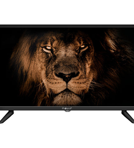 NEVIR 24-inch HD LED Smart TV displaying colorful home screen with sleek black frame for home entertainment and video viewing