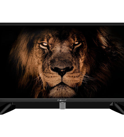 NEVIR 24-inch HD LED Smart TV displaying a colorful home entertainment screen with sleek black bezels.