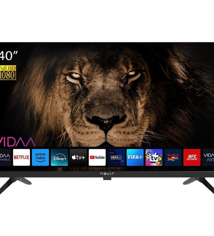 NEVIR Smart TV NVR-8079-40FHD2SB with sleek black screen and slim bezels, ideal for home entertainment and video streaming.