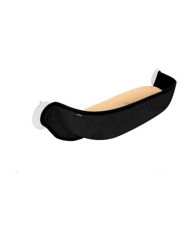 Nayeco black cat hammock measuring 65x18x25 cm, designed for comfortable feline lounging with a soft fabric surface.