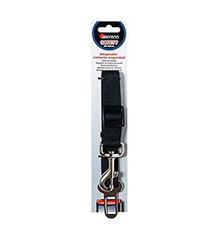 Nayeco safety harness for pets, adjustable pet seatbelt for small animals, in black with metal clip for secure car travel.