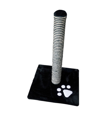 Nayeco Savanna cat tree in white and black wood and plastic, 63x40x40 cm, with multiple platforms and scratching posts.