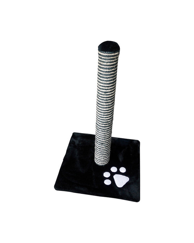 Nayeco Savanna cat tree in white and black wood and plastic, 63x40x40 cm, with multiple platforms and scratching posts.