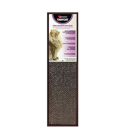 Nayeco Taby Cat brown cardboard cat tree, 48x13x4 cm, with scratching surfaces and cozy hideouts for cats.
