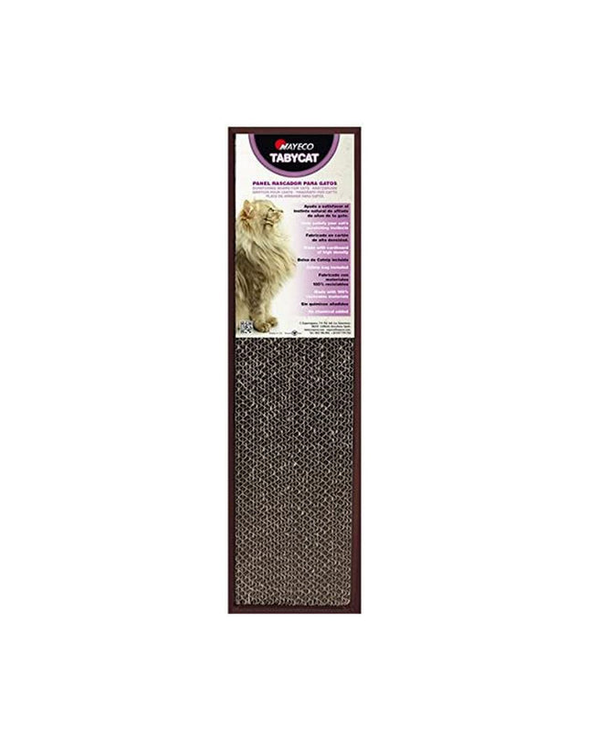 Nayeco Taby Cat brown cardboard cat tree, 48x13x4 cm, with scratching surfaces and cozy hideouts for cats.