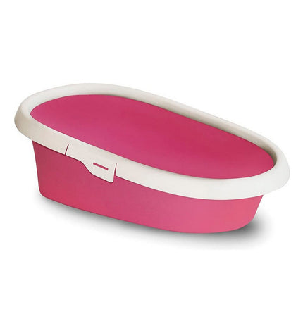 Nayeco Fenix cat litter box in beige with dimensions 59x39x16.5 cm, made of durable plastic for cats.