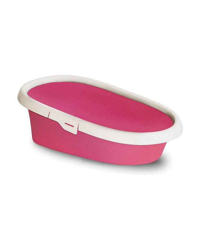 Nayeco Fenix cat litter box in beige with dimensions 59x39x16.5 cm, made of durable plastic for cats.