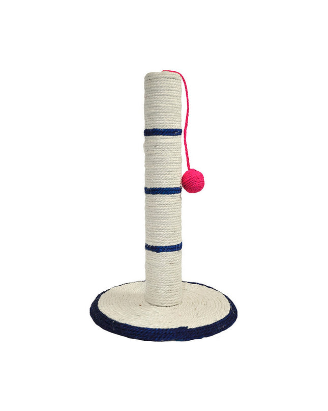 Beige Nayeco cat tree with multiple platforms and scratching posts, designed for indoor cats to climb and play.
