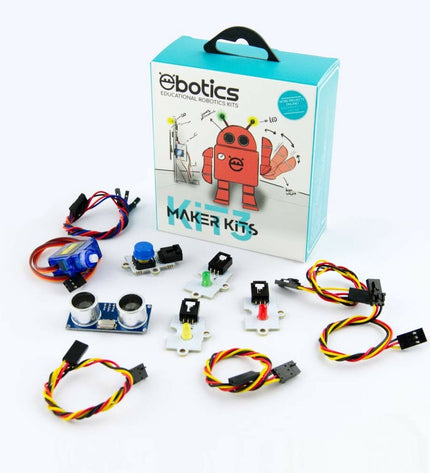 Ebotics Robotica Kit Maker 2 electronic toy with colorful components and instructions for building robot projects.