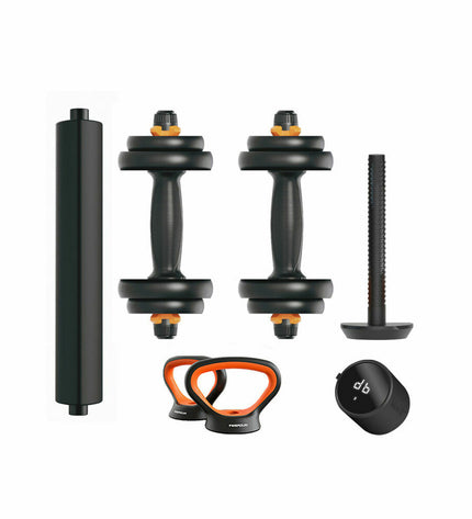 Xiaomi ORMANC10V2P dumbbells for fitness and outdoor exercise, black with adjustable weight plates in a gym setting