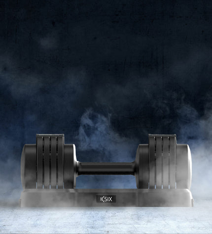 Black KSIX Q235 11kg dumbbells for fitness and outdoor workouts, shown in a gym setting with a textured grip.