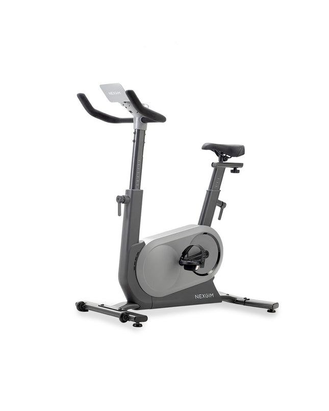 Refurbished Nexgim QB-C01 stationary bike with Bluetooth 5.0, fitness and outdoor sport equipment, black and silver design.