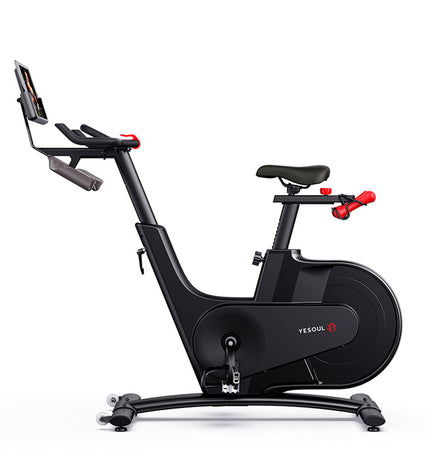 Refurbished Yesoul V1 stationary bike with Bluetooth 5.0, featuring a sleek design for fitness and outdoor training.