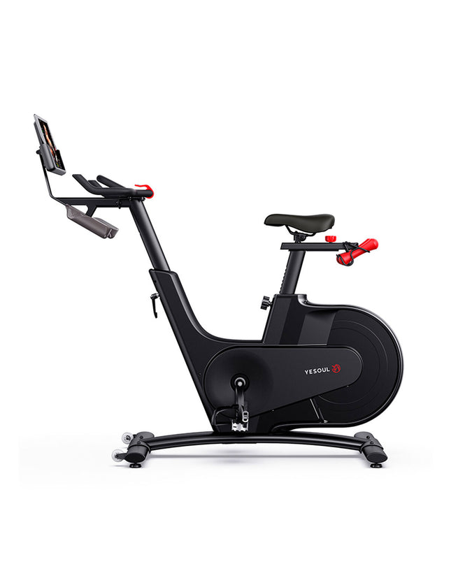 Refurbished Yesoul V1 stationary bike with Bluetooth 5.0, featuring a sleek design for fitness and outdoor training.