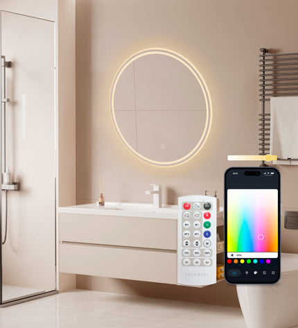 KSIX Oasis E bathroom mirror with LED lighting, 36W, 1000 lumens, sleek design, suitable for modern bathrooms