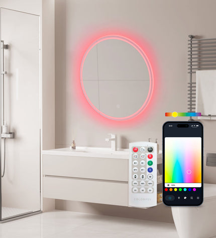 KSIX Oasis E bathroom mirror with LED lighting, 36W, 1000 lumens, sleek design, suitable for modern bathroom decor