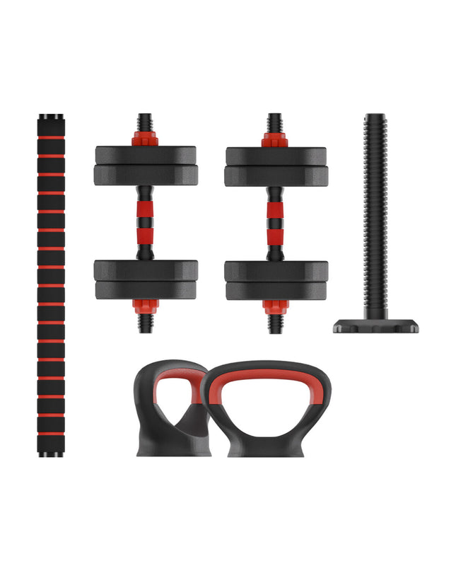KSIX 10 kg dumbbells for fitness and outdoor workouts, showing black rubber-coated weights and textured handles.