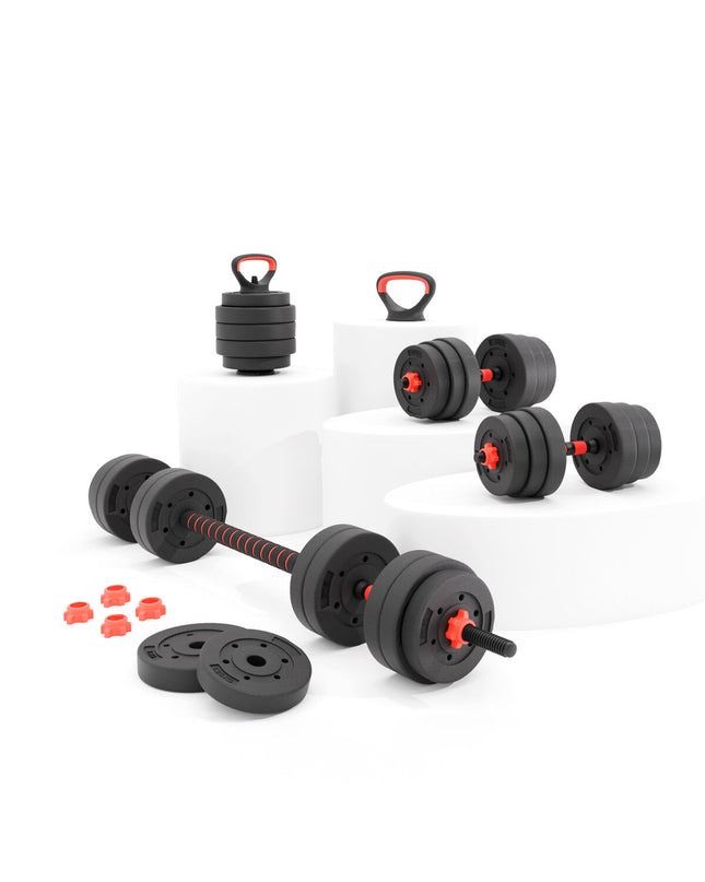 Pair of KSIX 10 kg dumbbells for fitness and outdoor exercise, with black and silver weight plates and textured grips.
