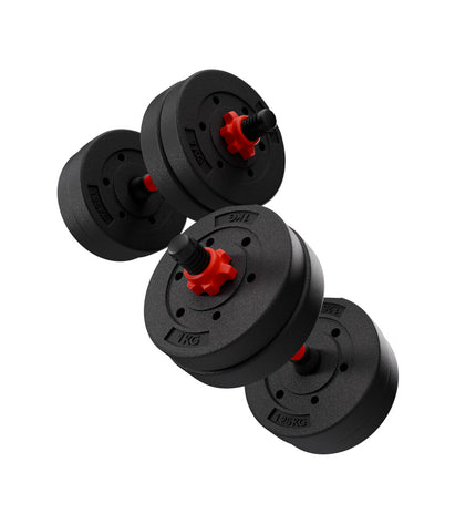 KSIX 10 kg dumbbells for fitness and outdoor workouts, showing black rubber-coated weights with handles for strength training.