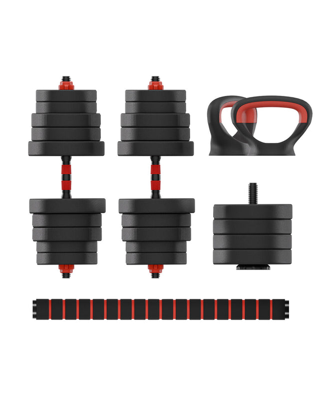 KSIX kettlebell and dumbbell set for fitness and outdoor exercise, with black and silver weights and textured grips.