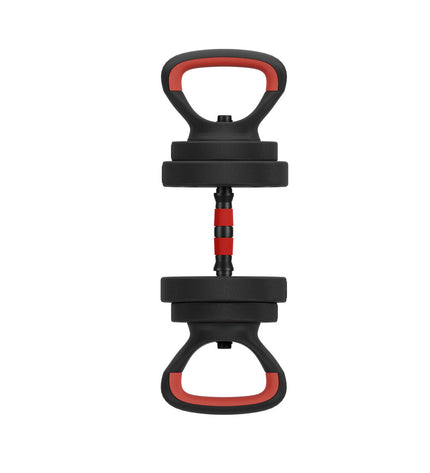 KSIX kettlebell and dumbbell set for fitness and outdoor workouts, featuring black weights with textured grips.